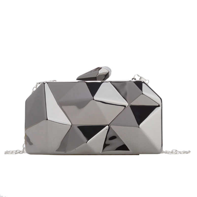 Akril női estélyi kézitáska, doboz formájú, vízszintes négyszögletes alak, zárható, belső dokumentumrekesz