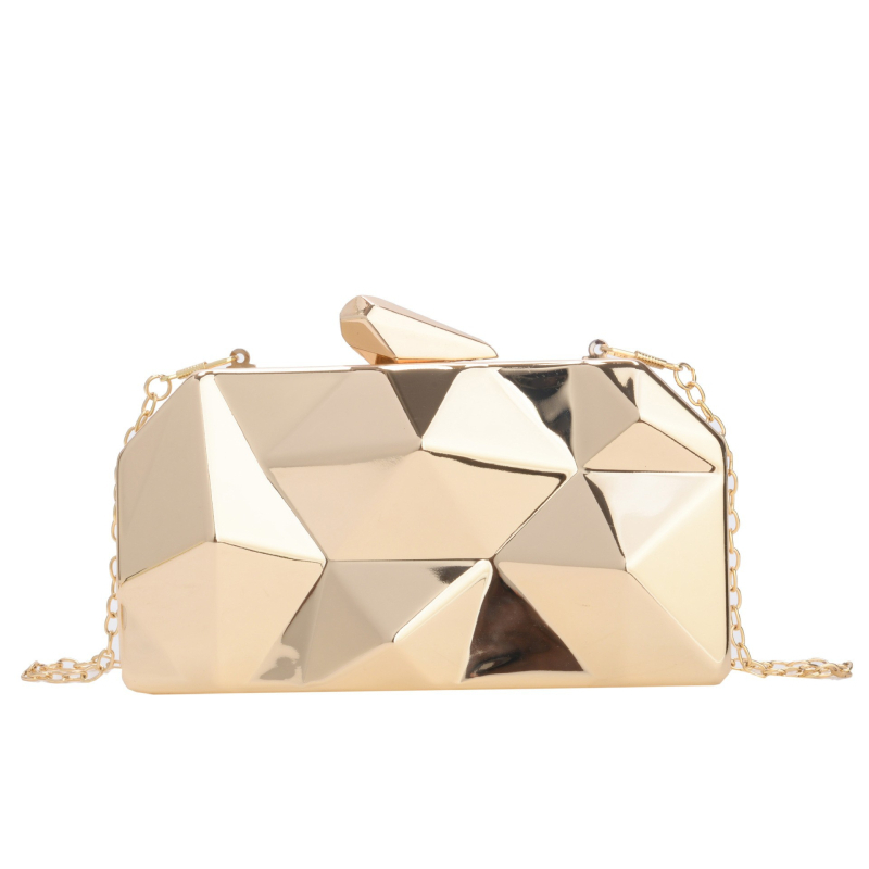 Akril női estélyi kézitáska, doboz formájú, vízszintes négyszögletes alak, zárható, belső dokumentumrekesz