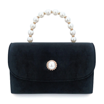 Velúr gyöngyös esté táska — vízszintes négyzet alakú, mágneses zár, zseb a telefon számára, poliészter bélés