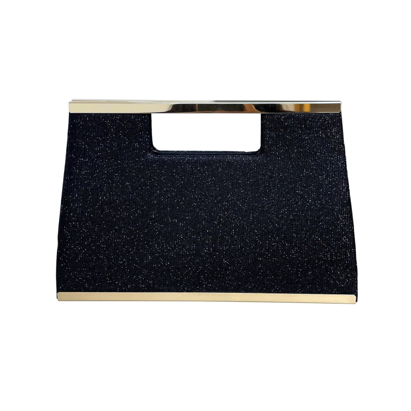 Kis négyszögletes clutch táska, szőtt anyag, poliészter bélés, mágneszár, belső ID zseb, vízszintes négyszög alak, üzleti stílus