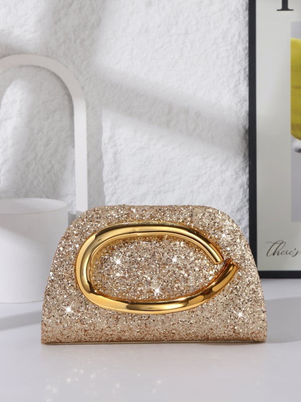 Večernja clutch torbica – vodoravni kvadratni oblik, trodimenzionalni vanjski dio, magnetsko zatvaranje, džep za ID, poliester
