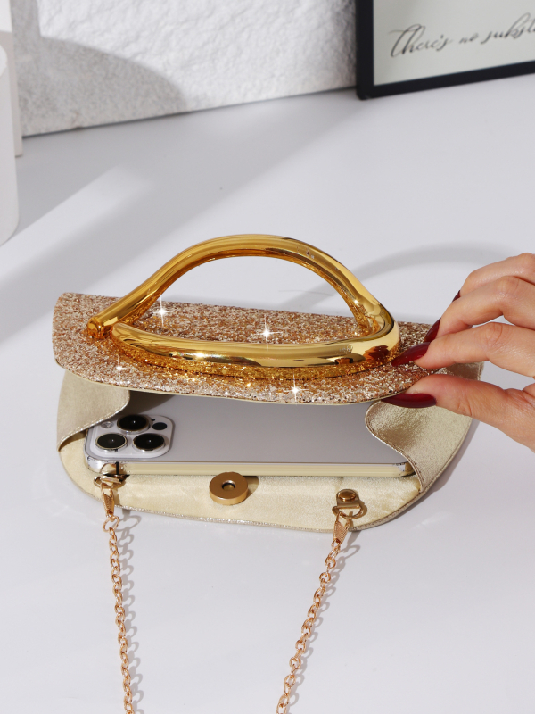 Večernja clutch torbica – vodoravni kvadratni oblik, trodimenzionalni vanjski dio, magnetsko zatvaranje, džep za ID, poliester