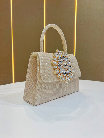 Rhinestone láncos mini clutch, mágneses zárás, poliészter anyag, dokumentum rekesz, vízszintes alakú