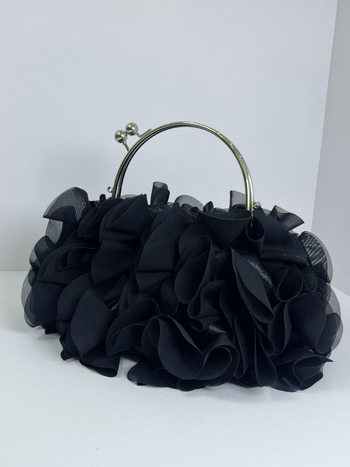 Henger alakú női kézitáska virágmintával, poliészterből, zárható lezárás, háromdimenziós külső, stílus: érett, kifinomult nő, estékre és esküvőkre