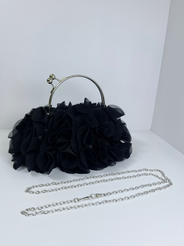 Henger alakú női kézitáska virágmintával, poliészterből, zárható lezárás, háromdimenziós külső, stílus: érett, kifinomult nő, estékre és esküvőkre