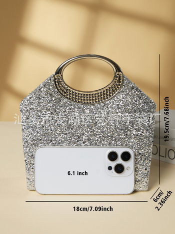 Estélyi táska kristályokkal, kis négyszögletű klutch, zárható zárás, poliészter bélés, belső zsebek telefonra és azonosító kártyára, városi minimalist stílus, 2025 tavasz