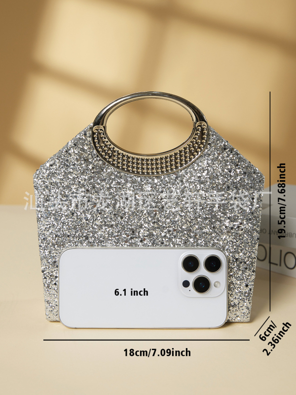 Estélyi táska kristályokkal, kis négyszögletű klutch, zárható zárás, poliészter bélés, belső zsebek telefonra és azonosító kártyára, városi minimalist stílus, 2025 tavasz