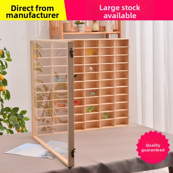 Raft de afișaj 1:64 pentru modele de mașini, montat pe perete, cutie de depozitare rezistentă la praf cu ușă, lemn