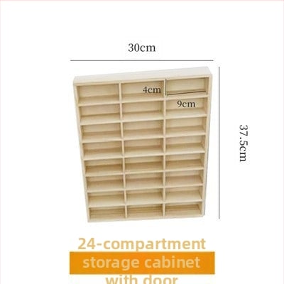 Raft de afișaj 1:64 pentru modele de mașini, montat pe perete, cutie de depozitare rezistentă la praf cu ușă, lemn