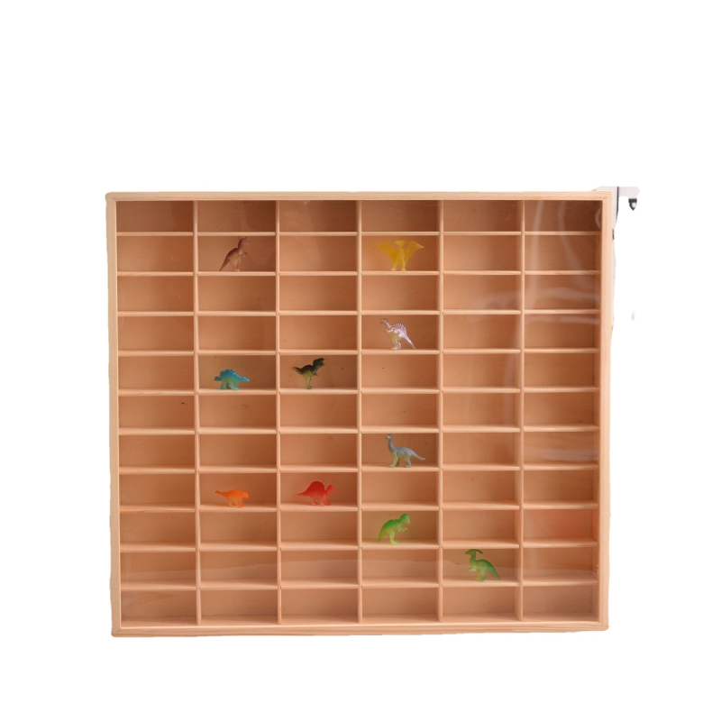 Raft de afișaj 1:64 pentru modele de mașini, montat pe perete, cutie de depozitare rezistentă la praf cu ușă, lemn