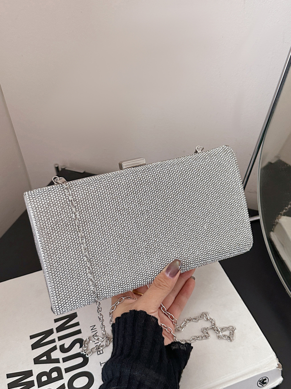 Čipkasta mala kvadratna večernja clutch torbica sa zaključavanjem, vodoravni oblik, podstava od poliestera