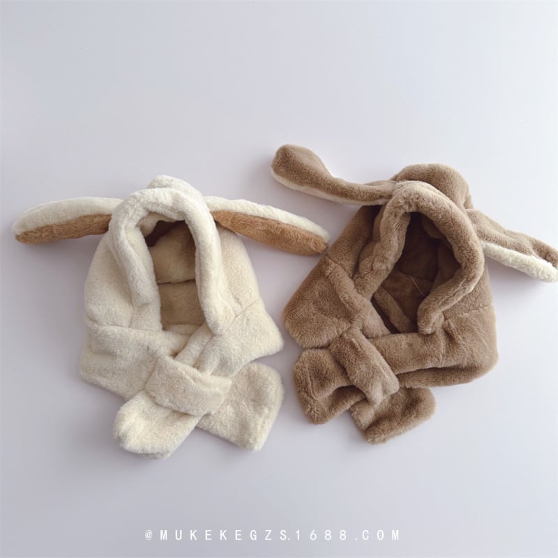 Σετ παιδικού καπέλου και φουλαριού από plush, κορεατικού στυλ, με ριγέ μοτίβο, για τον χειμώνα