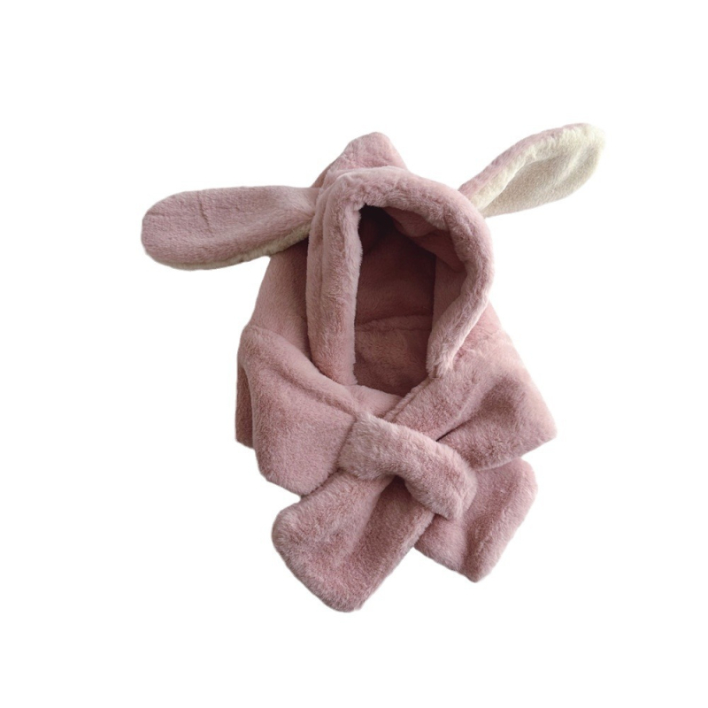 Σετ παιδικού καπέλου και φουλαριού από plush, κορεατικού στυλ, με ριγέ μοτίβο, για τον χειμώνα