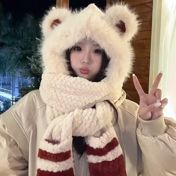 Γυναικείο χειμερινό σετ τριών τεμαχίων καπέλο, κασκόλ και γάντια (πολυεστέρας, σατινέ φινίρισμα, χειμώνας 2025)