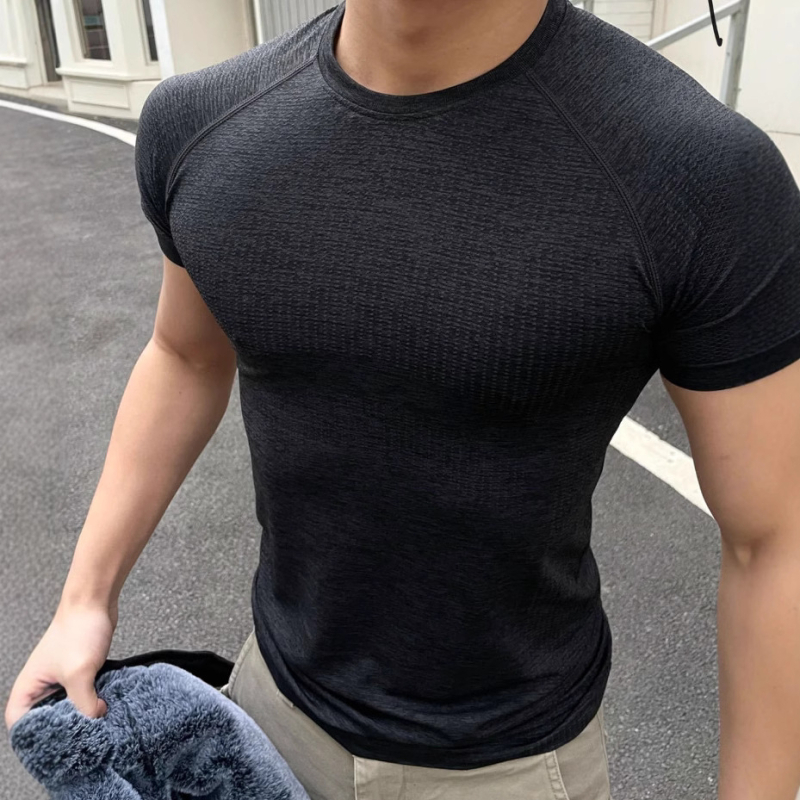 Unisex bezšivna jacquard majica za trening, brzo sušeća, jednobojni uzorak s točkicama, ljeto