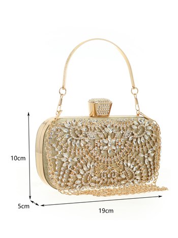 Večernja clutch torba od poliestera, vodoravnom kvadratnom oblika, džep za mobitel, otvoren vrh