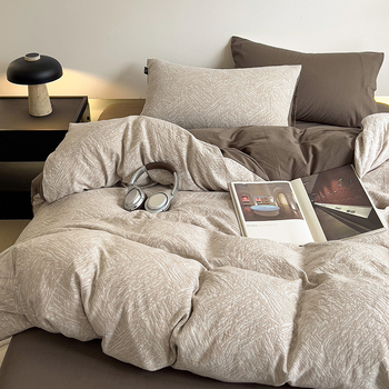 Négy részes tiszta pamut ágyneműkészlet geometrikus mintával, GSM 2500–3000, reaktív nyomtatás és színezés