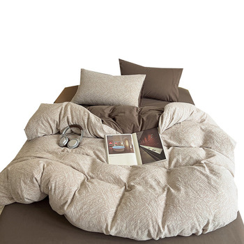 Négy részes tiszta pamut ágyneműkészlet geometrikus mintával, GSM 2500–3000, reaktív nyomtatás és színezés