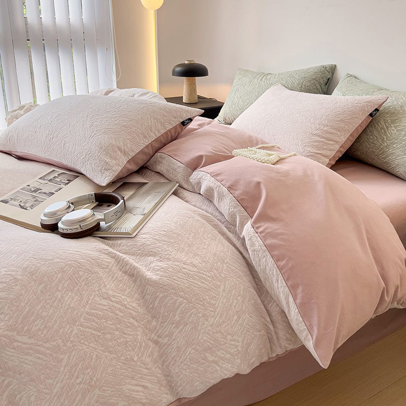 Négy részes tiszta pamut ágyneműkészlet geometrikus mintával, GSM 2500–3000, reaktív nyomtatás és színezés