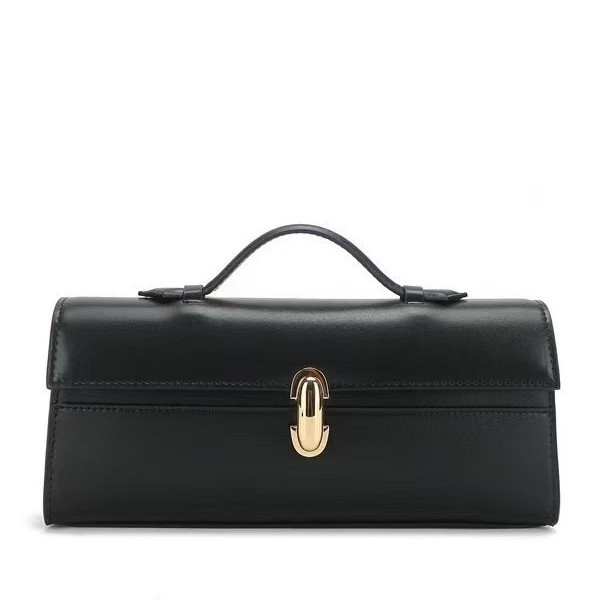 PU kožna clutch torba, gradski minimalistički stil, horizontalni kvadratni oblik, zaključavanje na bravu, laminirani unutarnji pretinac sa zipom