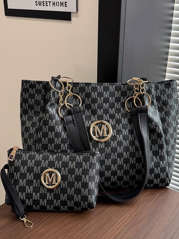 Set Tote i clutch torba - PU materijal, gradski stil, zatvarač, poliester podstava, horizontalni kvadratni oblik
