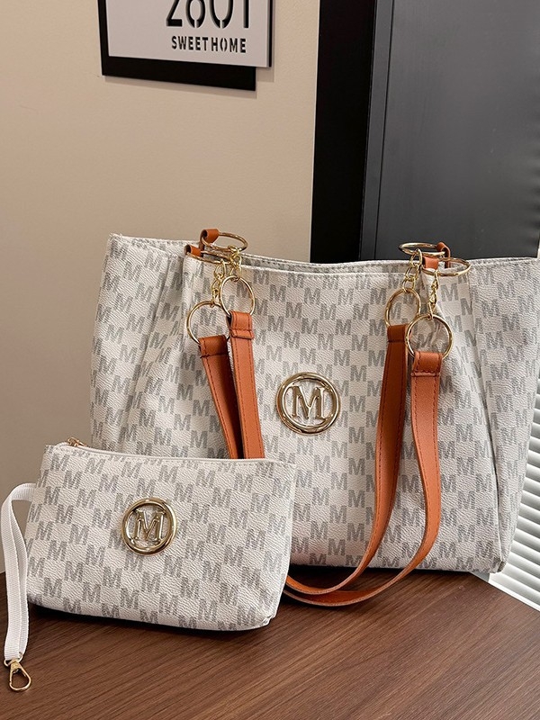 Set Tote i clutch torba - PU materijal, gradski stil, zatvarač, poliester podstava, horizontalni kvadratni oblik