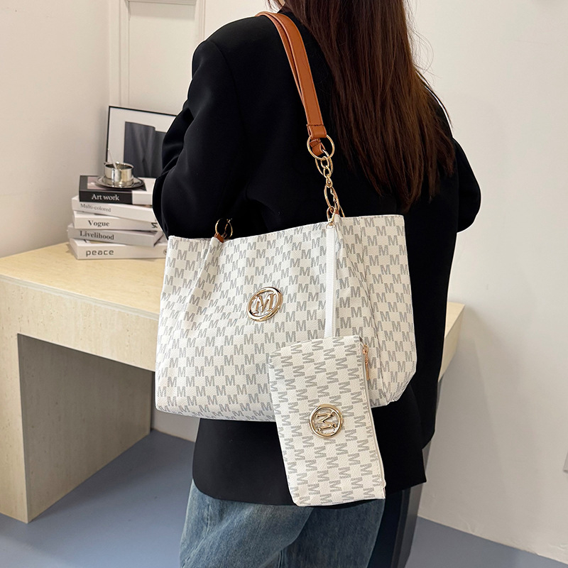 Set Tote i clutch torba - PU materijal, gradski stil, zatvarač, poliester podstava, horizontalni kvadratni oblik