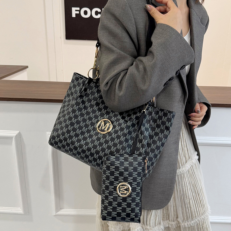 Set Tote i clutch torba - PU materijal, gradski stil, zatvarač, poliester podstava, horizontalni kvadratni oblik