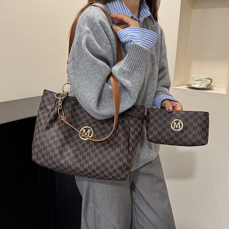 Set Tote i clutch torba - PU materijal, gradski stil, zatvarač, poliester podstava, horizontalni kvadratni oblik