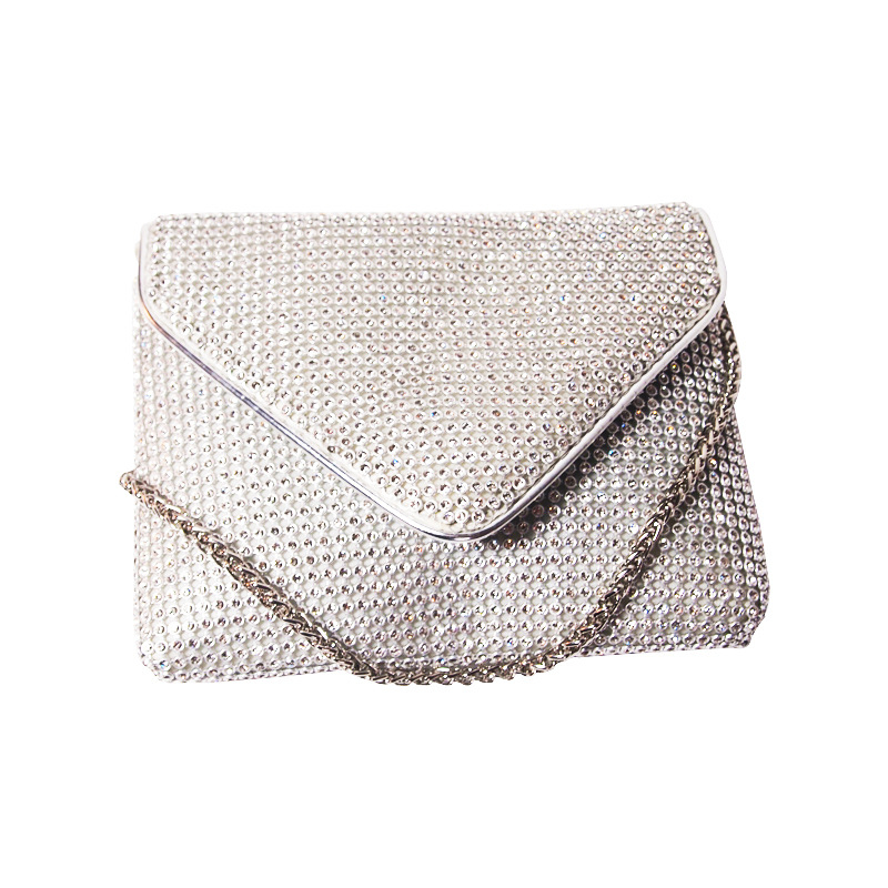Ženska večernja torbica s dijamantima, crossbody, aluminijski okvir, vertikalni kvadratni oblik, džep za mobitel, bez podstave, zatvaranje klipsom, urbani minimalistički stil