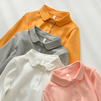 Dječji polo majica od 100% pamuka, unisex, dugi rukav, polo ovratnik, za uzrast 3–14 godina, proljeće i jesen