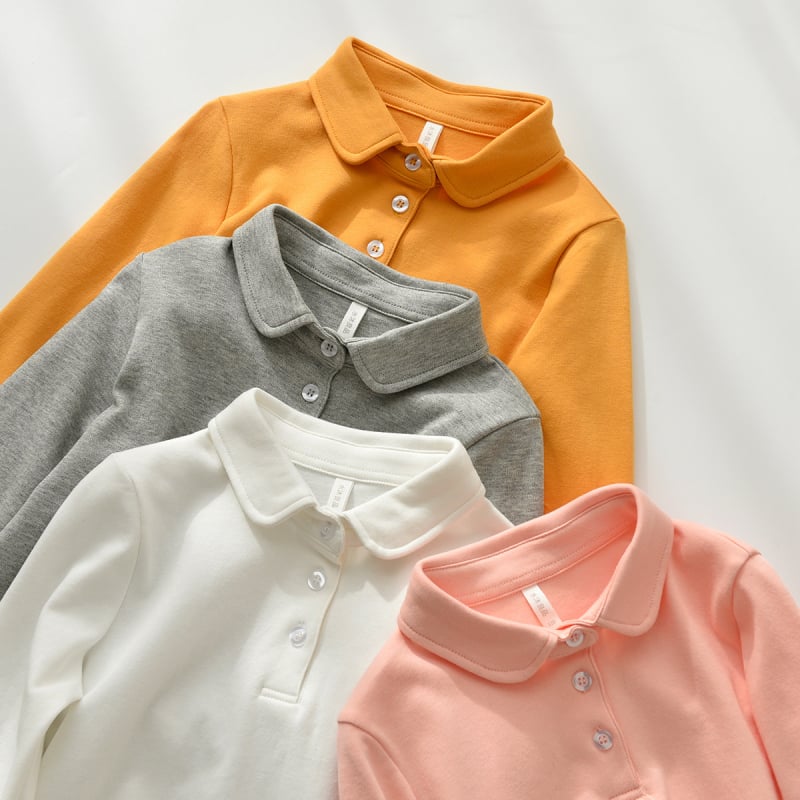 Dječji polo majica od 100% pamuka, unisex, dugi rukav, polo ovratnik, za uzrast 3–14 godina, proljeće i jesen