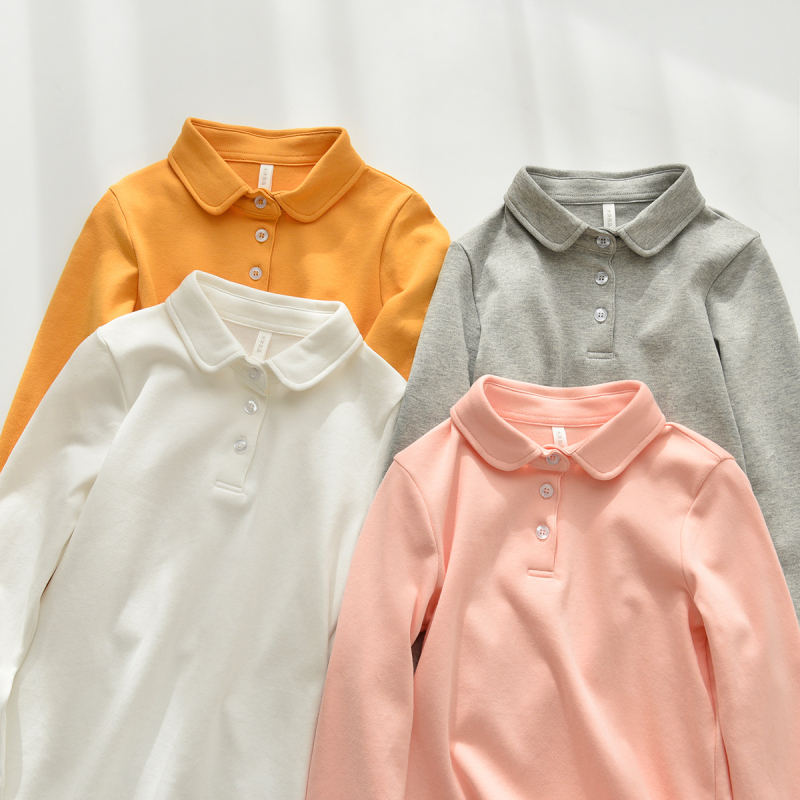 Dječji polo majica od 100% pamuka, unisex, dugi rukav, polo ovratnik, za uzrast 3–14 godina, proljeće i jesen