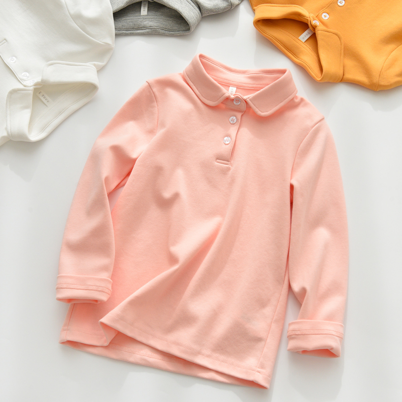Dječji polo majica od 100% pamuka, unisex, dugi rukav, polo ovratnik, za uzrast 3–14 godina, proljeće i jesen