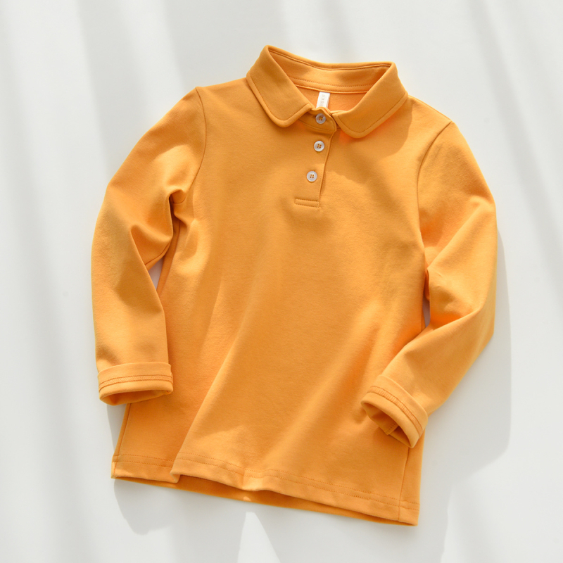 Dječji polo majica od 100% pamuka, unisex, dugi rukav, polo ovratnik, za uzrast 3–14 godina, proljeće i jesen