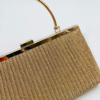 Večernja clutch torbica s plisiranim dizajnom, podstava od poliestera, horizontalni četvrtasti oblik, brava za zaključavanje, unutarnja ID pretinac — Yili