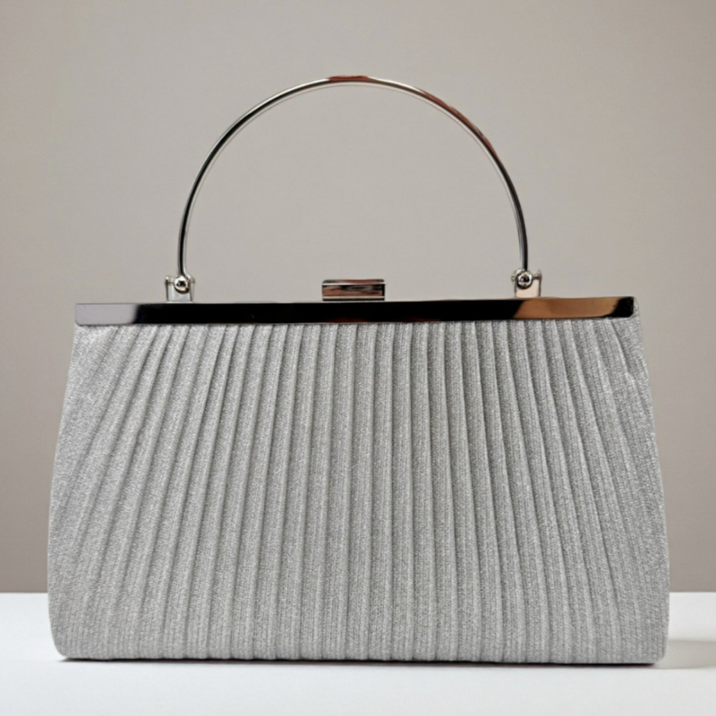 Večernja clutch torbica s plisiranim dizajnom, podstava od poliestera, horizontalni četvrtasti oblik, brava za zaključavanje, unutarnja ID pretinac — Yili