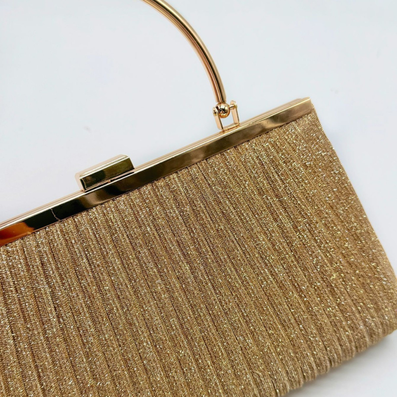 Večernja clutch torbica s plisiranim dizajnom, podstava od poliestera, horizontalni četvrtasti oblik, brava za zaključavanje, unutarnja ID pretinac — Yili