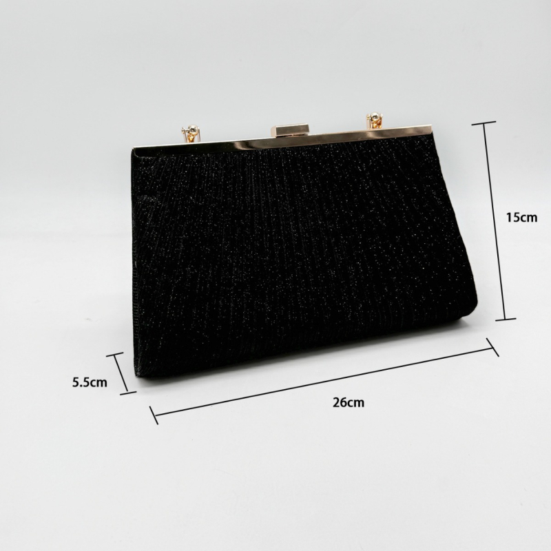 Večernja clutch torbica s plisiranim dizajnom, podstava od poliestera, horizontalni četvrtasti oblik, brava za zaključavanje, unutarnja ID pretinac — Yili