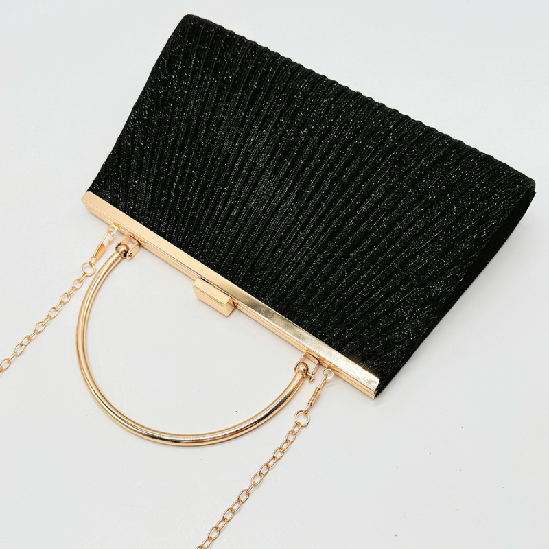 Večernja clutch torbica s plisiranim dizajnom, podstava od poliestera, horizontalni četvrtasti oblik, brava za zaključavanje, unutarnja ID pretinac — Yili