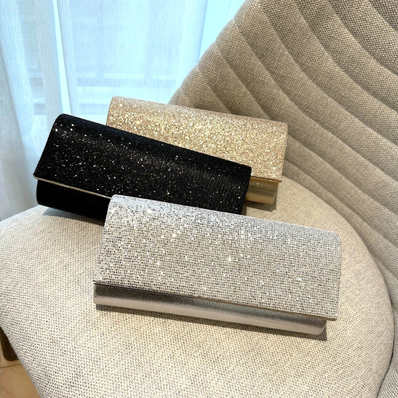 Večernja clutch torbica s šljokicama, kvadratnog oblika, poliester, zatvaranje kapicom, gradski jednostavan stil