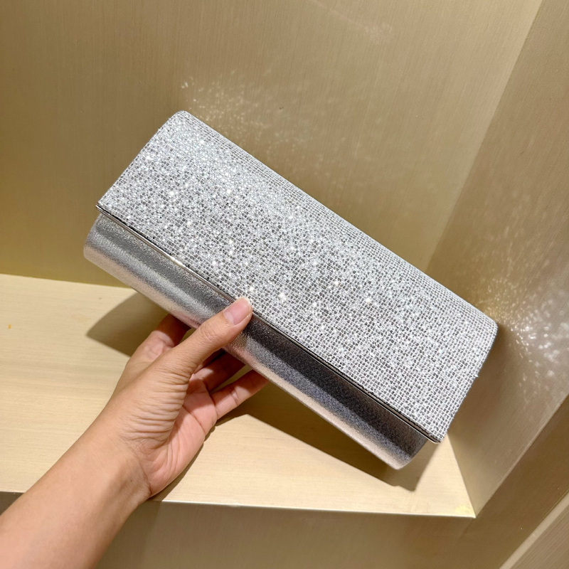 Večernja clutch torbica s šljokicama, kvadratnog oblika, poliester, zatvaranje kapicom, gradski jednostavan stil