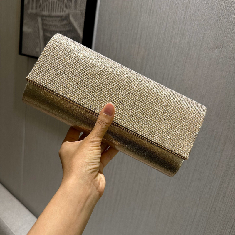 Večernja clutch torbica s šljokicama, kvadratnog oblika, poliester, zatvaranje kapicom, gradski jednostavan stil