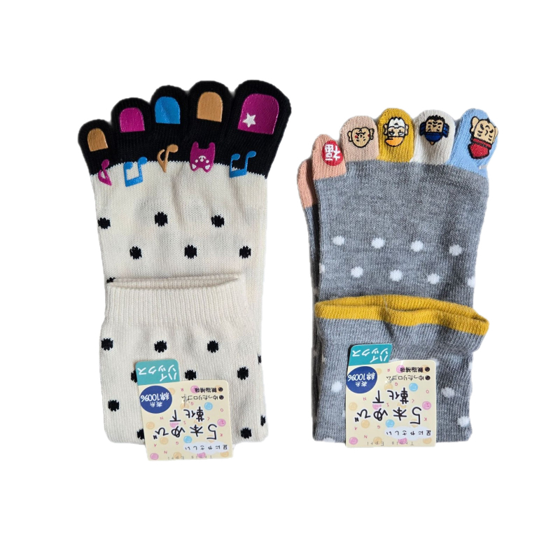 Čarape s pet prstiju, japanski stil, pamuk nit, protuklizne, srednja visina, geometrijski uzorak