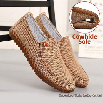 Pantofi slip-on casual pentru bărbați din pânză, cu partea superioară din cânepă, talpă TPR, respirabili, vârf ascuțit