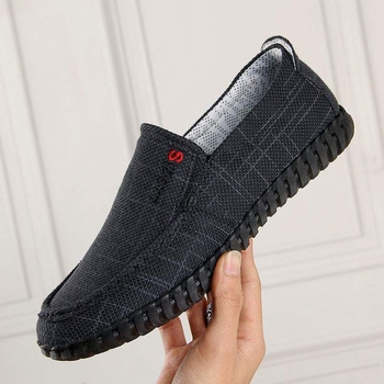 Pantofi slip-on casual pentru bărbați din pânză, cu partea superioară din cânepă, talpă TPR, respirabili, vârf ascuțit
