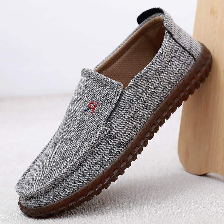 Pantofi slip-on casual pentru bărbați din pânză, cu partea superioară din cânepă, talpă TPR, respirabili, vârf ascuțit
