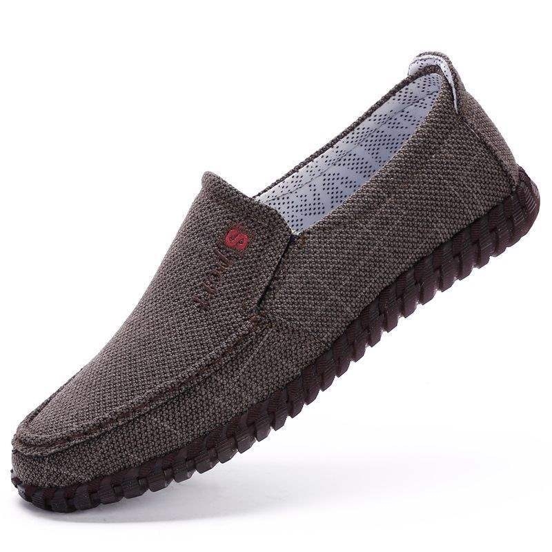 Pantofi slip-on casual pentru bărbați din pânză, cu partea superioară din cânepă, talpă TPR, respirabili, vârf ascuțit