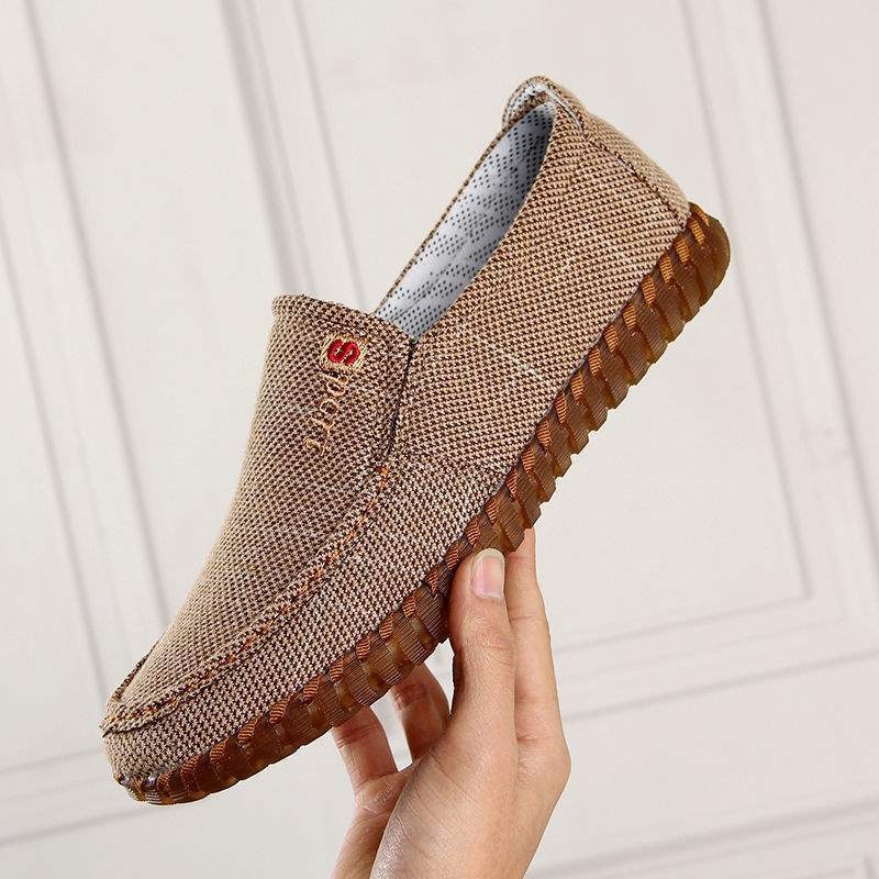 Pantofi slip-on casual pentru bărbați din pânză, cu partea superioară din cânepă, talpă TPR, respirabili, vârf ascuțit