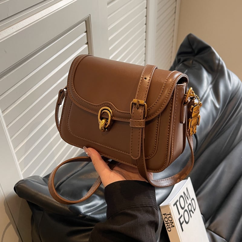 PU kožna crossbody torba, kvadratnog oblika, s poklopcem, unutarnji džep sa zatvaračem